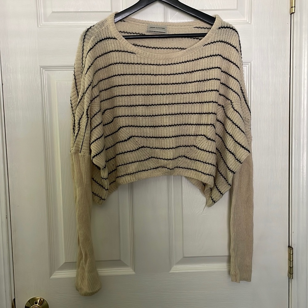 Lightweight cropped black and cream/tan striped sweater from urban outfitters